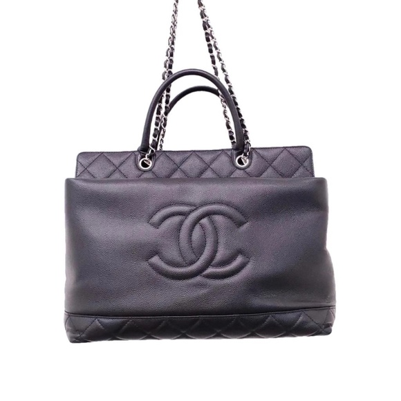 Chanel Large Soft Black Leather Caviar Top Handle Tote - Picture 1 of 8
